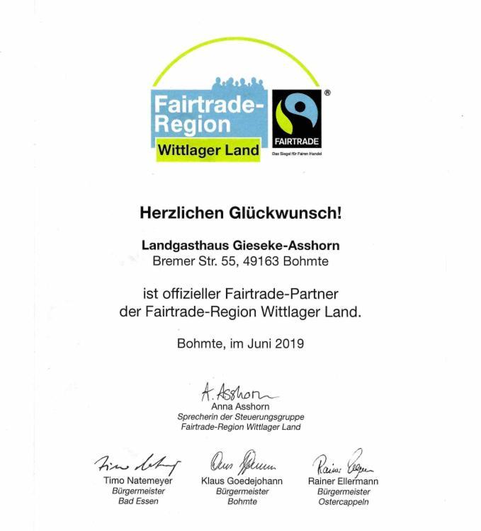 Landgasthaus Gieseke-Asshorn Bohmte Bagian luar foto